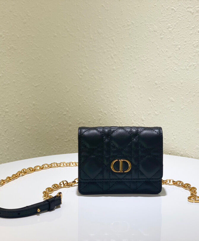 Christian Dior Mini Caro Pouch With Chain Bag Black